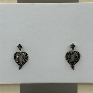 Sterling silver black rhinestone earrings 925